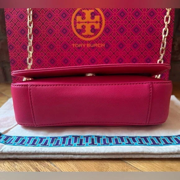 Tory Burch Pink Saffiano Robinson Chain Mini Crossbody Bag - Picture 7 of 13